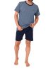 NORMANN Kurzarm Schlafanzug Pyjama Shorty Streifen in marine