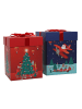 Home&Styling Collection Zwei Geschenkboxen mit Weihnachtsmann-Motiv in Dunkelblau, 26 / 23 cm