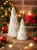 AltoBelli Deko Objekt TANNENBAUM Weiß mit Grünen Zweigen und Roten Punkten Keramik 13 cm