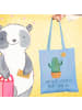 Mr. & Mrs. Panda Shopping Tasche Kaktus Sonne mit Spruch in Sky Blue