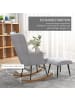 HOMCOM Schaukelstuhl mit Hocker-64L x 89B x 90H cm-Hellgrau
