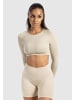 SMILODOX Crop Longsleeve Bethy Seamless in Taupe