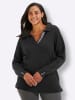 sheego Polopullover in schwarz-anthrazit-meliert