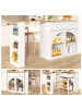 ABRIHOME Ausziehbarer Bartisch mit Stauraum in Weiß - Sideboardschrank mit Glas