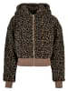 Urban Classics Urban Classics Damen Ladies Short Oversized AOP Sherpa Jacket in darktaupeleo