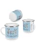 Mr. & Mrs. Panda Camping Emaille Tasse Koala Familie zwei mit Sp... in Blau Pastell