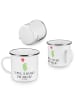 Mr. & Mrs. Panda Camping Emaille Tasse Angst überwinden mit Spruch in Weiß