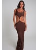 Moda Minx Maxikleid Irregular Hoop Long Dress in Brown