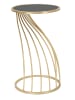 Mauro Ferretti Runder Tisch aus goldfarbenem Metall mit schwarzer Tischplatte, Ø cm 35x60