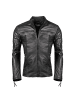 PAULGOS Lederjacke Übergangsjacke Biker Look Echtleder D1 in Schwarz