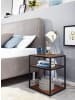 KADIMA DESIGN Massiver Sheesham-Holz Nachttisch, Industrie-Stil, 3 Ablagen