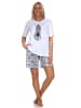 NORMANN Kurzarm Schlafanzug Pyjama Shorty Tiermotiv - 85180 in weiß