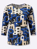 Sieh an! 3/4-Arm-Shirt in royalblau-schwarz-bedruckt
