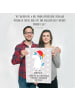 Mr. & Mrs. Panda Poster Einhorn Weihnachtsmann mit Spruch in Grau Pastell