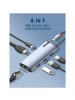 COFI 1453 6-in-1 USB-C Hub Adapter – Multifunktionaler Hub mit HDMI in Silber