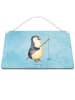 Mr. & Mrs. Panda Wandschild Pinguin Angler ohne Spruch in Eisblau