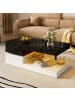 ABRIHOME Couchtisch mit LED Ambientebeleuchtung und Glasablage Oberfläche, Schwarz