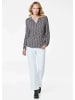 GOLDNER Kurzgröße:  Jerseybluse Elegantes Blusenshirt mit V-Ausschnitt in grau / gemustert