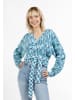 myMo Damen Wickeljacke Aus Strick in Blau Mehrfarbig
