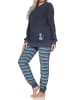 NORMANN Frottee Schlafanzug langarm Bündchen Tiermotiv in blau-mel.
