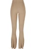 Urban Classics Urban Classics Damen Ladies Rib Knit Bootcut Leggings in unionbeige