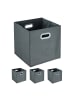 relaxdays 4 x Aufbewahrungsbox in Grau - (B)33 x (H)32 x (T)33 cm