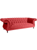 58 aufm Kessel CHESTERFIELD Sofa 3-Sitzer Kaylin Samtvelours rot