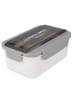 Excellent Houseware Auslaufsichere Lunchbox mit Besteck in Grau, (B) 13,6 x (H) 8,6 x (L) 21 cm