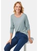 GOLDNER Kurzgröße:  Langarmshirt mit tonaler Zierkante in jade