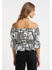 IZIA Damen Carmenbluse in Weiss Schwarz