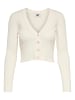 JACQUELINE de YONG Kurze Dünne Langarm Strickjacke V-Neck Basic Cardigan JDYDONNEL in Beige