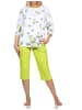NORMANN Kurzarm Capri Schlafanzug Pyjama Tupfen Punkte Look in grün