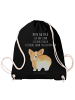 Mr. & Mrs. Panda Jutebeutel Corgi Po mit Spruch in Schwarz
