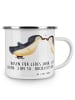 Mr. & Mrs. Panda Camping Emaille Tasse 10. Hochzeitstag Rosenhoc... in Weiß