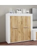 VCM  Holz Kommode Sideboard Anrichte Usilo 2 Drehtüren in Weiß / Honig-Eiche