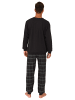NORMANN Schlafanzug Pyjama Bündchen und karierter Jersey Hose - 75254 in dunkelgrau