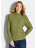 GOLDNER Kurzgröße:  Strickpullover Weicher Bouclé-Pullover, Stehkragen in grün / melange