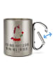 Mr. & Mrs. Panda Karabiner Tasse Einhorn Dame mit Spruch in Silber