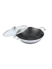 Cheffinger Wok Topf Wabenstruktur Ø36cm Induktion Anti Haft Kratzfest in Silber