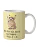 Mr. & Mrs. Panda Teetasse Waschbär mit Spruch in Gelb Pastell