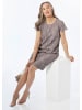 GOLDNER Kurzgröße:  Spitzenkleid aus Chiffon, Flügelärmeln in taupe