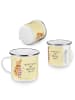 Mr. & Mrs. Panda Emaille Tasse Nachtfalter Fähnchen mit Spruch in Gelb Pastell
