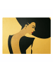 WALLART Leinwandbild Gold - Dame mit Hut in Dunkelblau in Blau