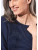 GOLDNER Baumwollmix mit Fledermausärmeln und Rippstruktur in marine