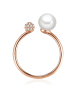 Valero Pearls Ring Sterling Silber Zirkonia Süßwasser-Zuchtperle in roségold