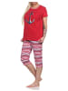 NORMANN Capri Schlafanzug kurzarm Pyjama Anker und Ringeln - 74841 in rot