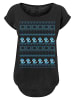 F4NT4STIC Long Cut T-Shirt Christmas Fuchs Weihnachten Muster in schwarz