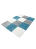 KADIMA DESIGN Teppich Hochflor Shaggy Waschbar Karo RHEIN Strapazierfähig in Türkis