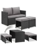 tectake 2-in-1-Rattanlounge-Set, höhenverstellbare Tischfüße, wasserabweisend