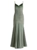 Vera Mont Abendkleid mit Wasserfallausschnitt in Dark Green/Grey